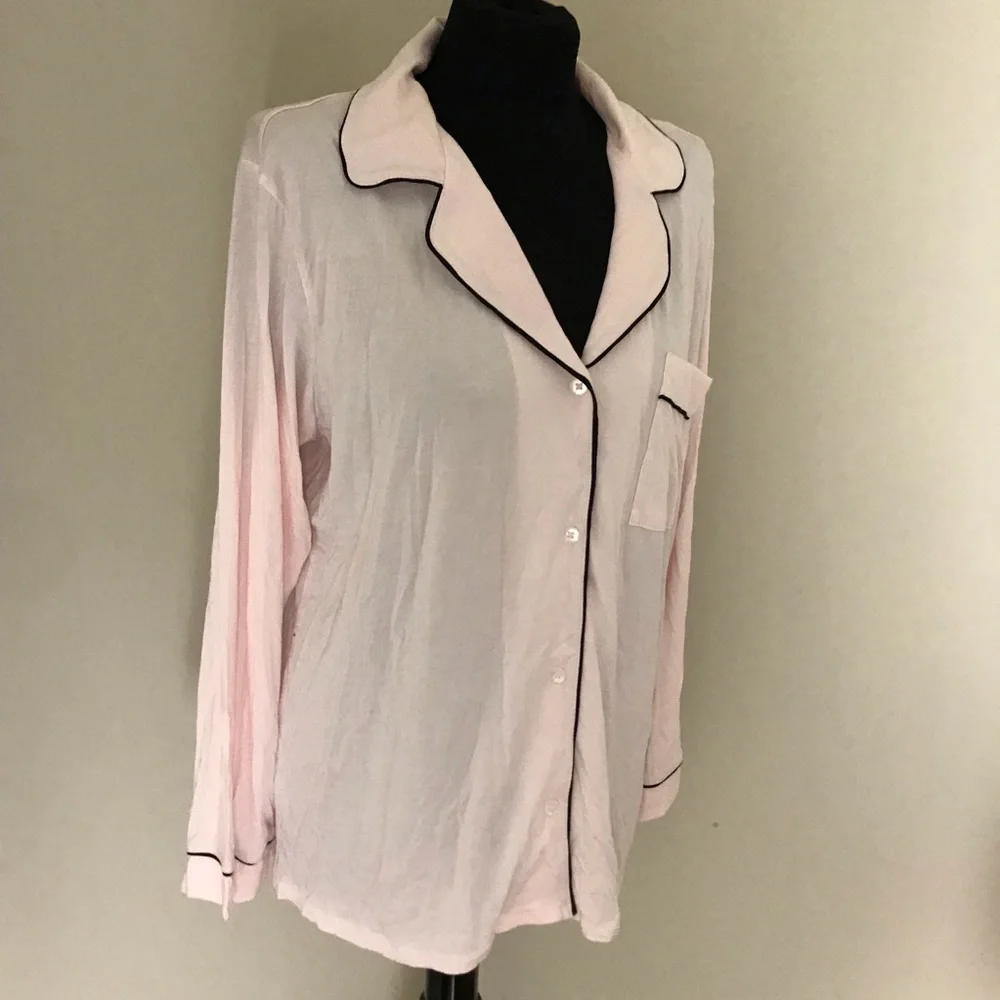 Eberjey  Sorbet Pink/Black Pajama Top NWT - Picture 2 of 8